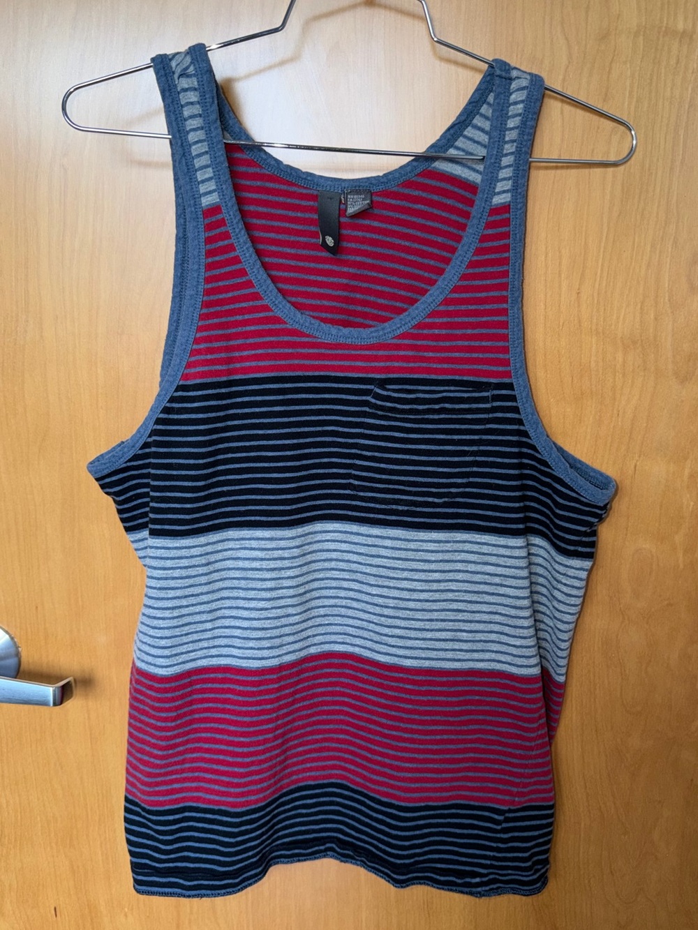 Men’s M- Element Brand Striped Tank Top in Red, Navy & Gray- slim Fit